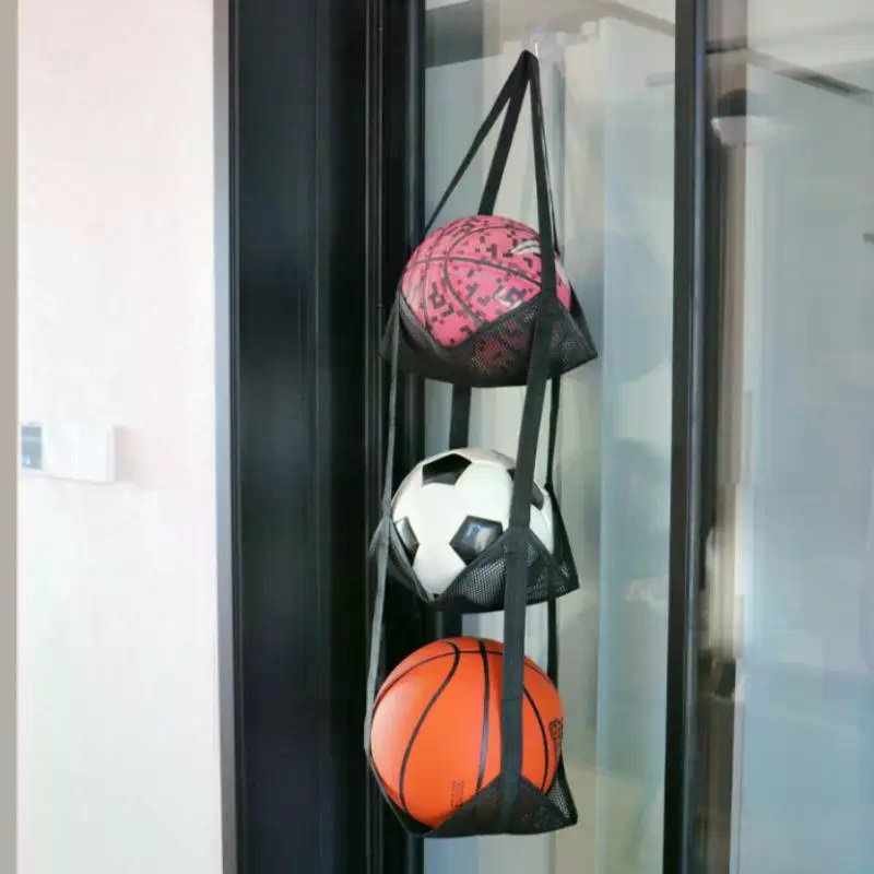 Home Gym And Basketball Court - Wandgemonteerde basketbalopbergzak met 3 mesh-vakken, hangende