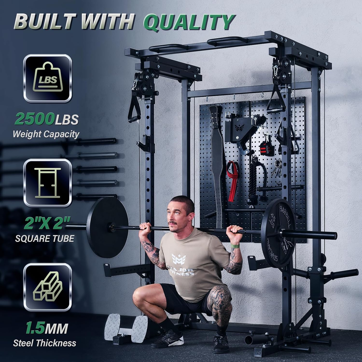 Home Gym Pulley System - Drone3 Power Rack, 2500 lbs Multifunctionele