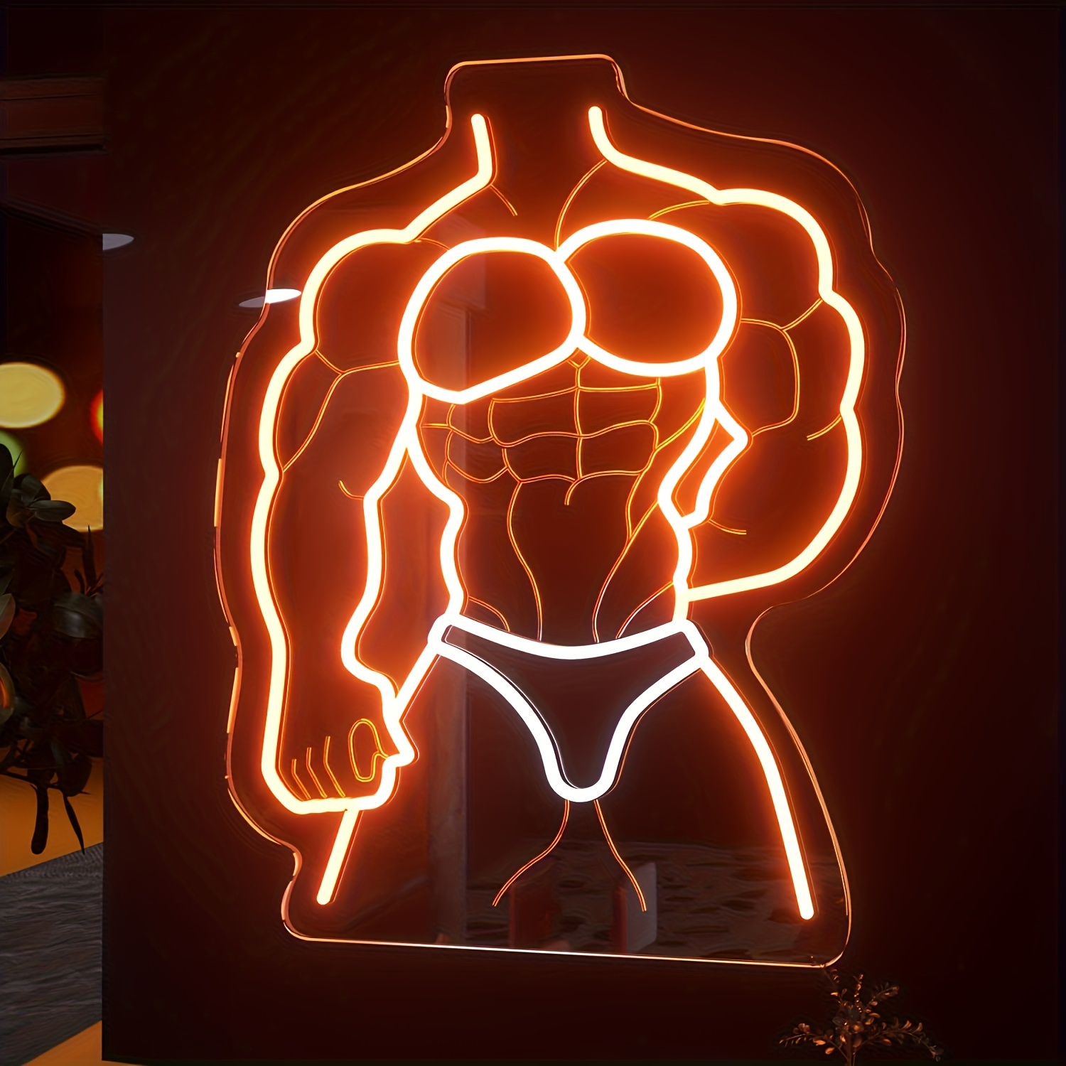 Home Gym Neon Sign - Muscle Man Neon Sign Oranje Witte