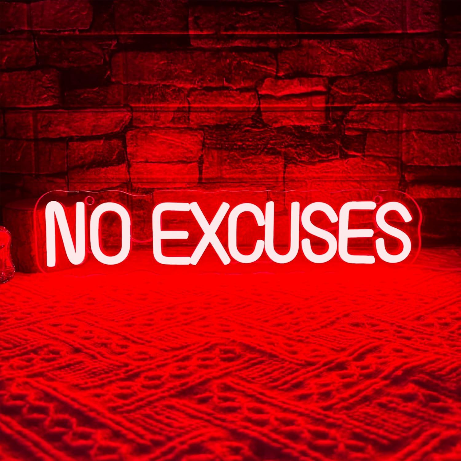 Home Gym Neon Sign - Geen Excuses Neonbord USB Dimbare LED-lamp