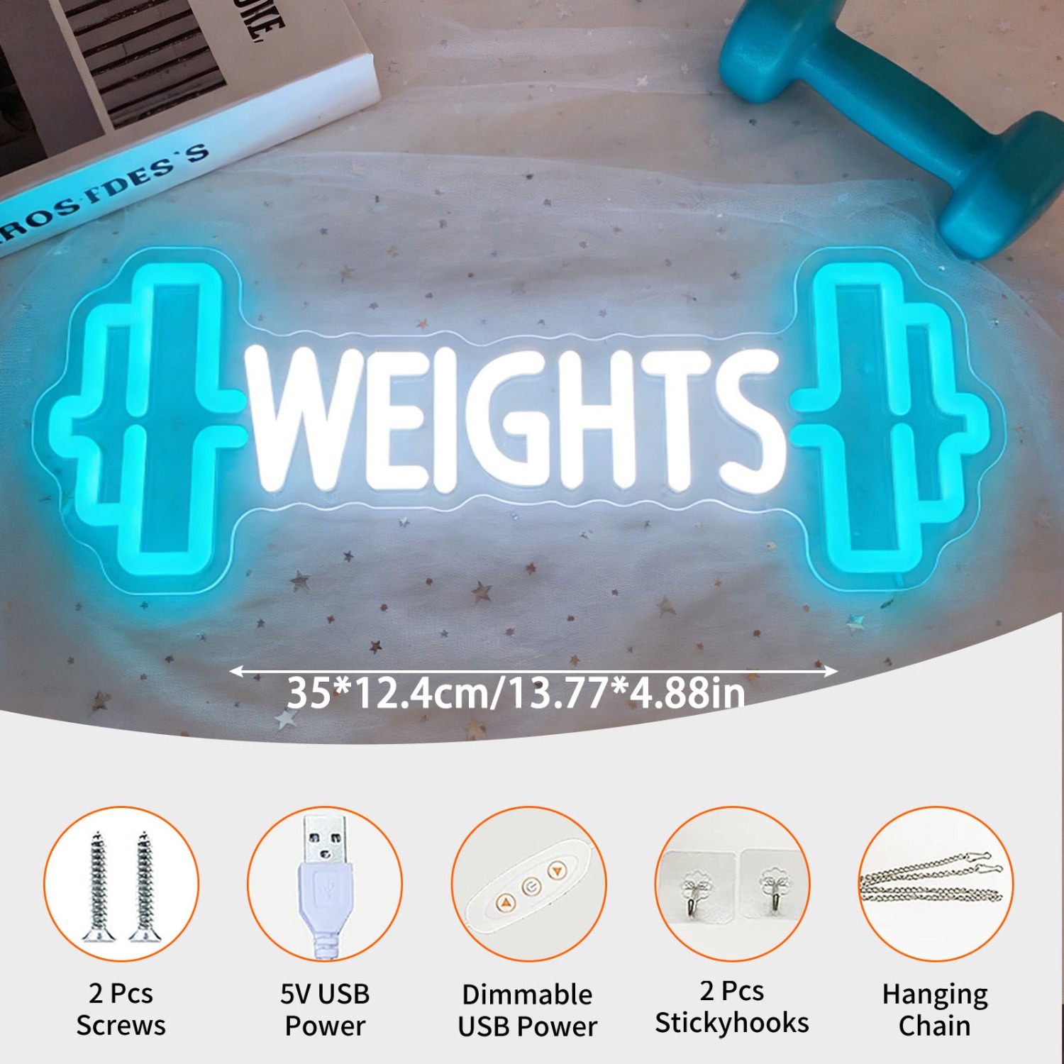 Gewichten Dumbbell Neon Sign L - Home Gym Neon Sign recensie en prijs
