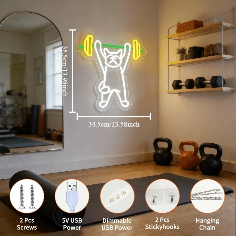 Kat die gewichten optilt Neon  - Home Gym Neon Sign recensie en prijs