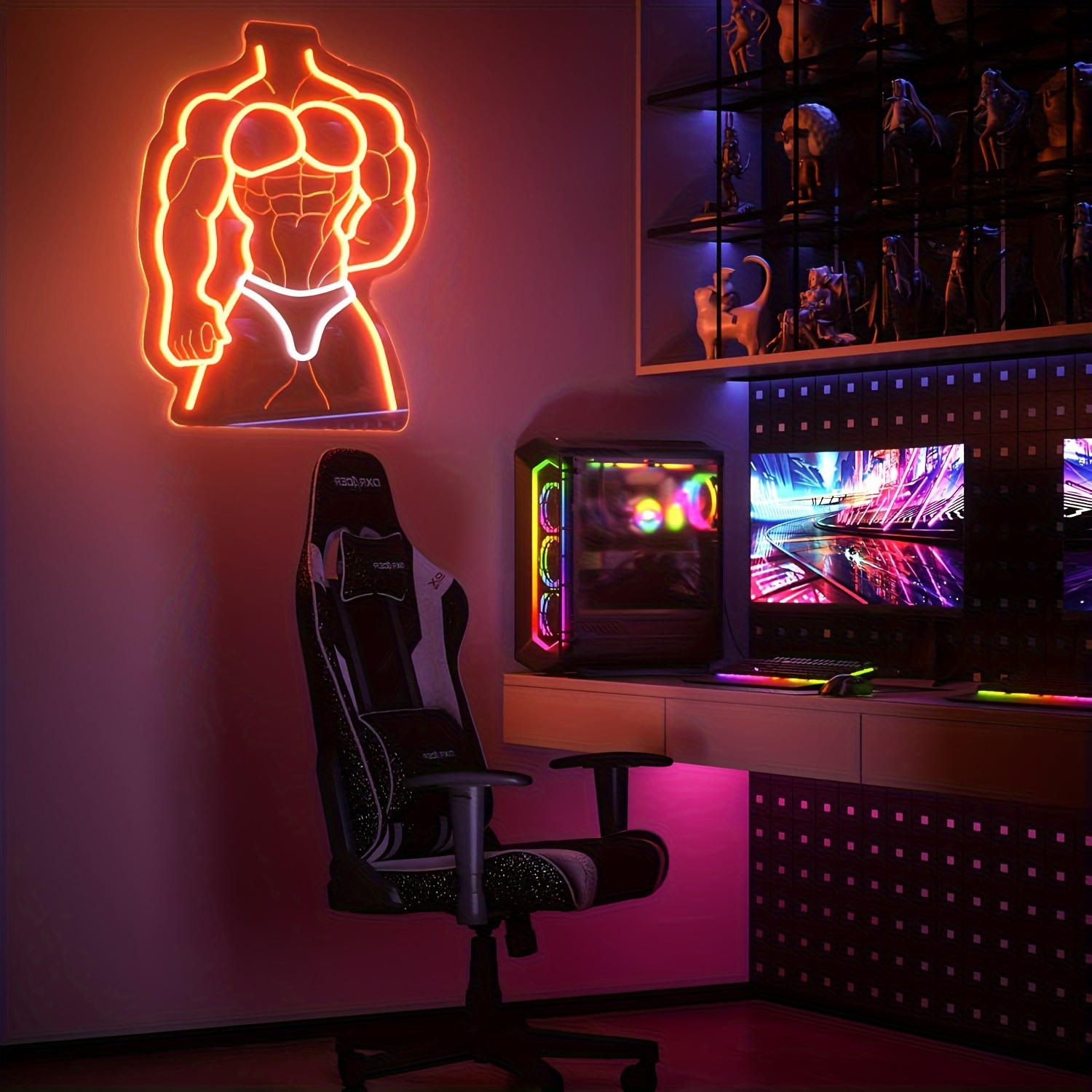 Muscle Man Neon Sign Oranje Wi - Home Gym Neon Sign recensie en prijs
