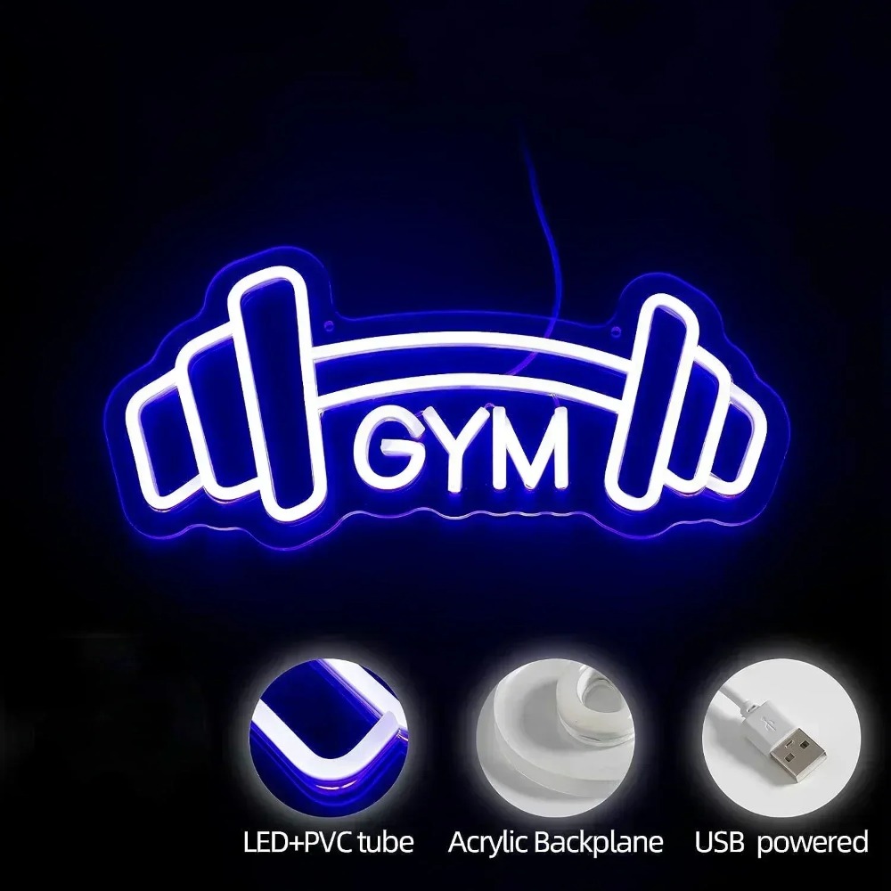 Barbell Gym Neon Sign Blue Dum - Home Gym Neon Sign recensie en prijs