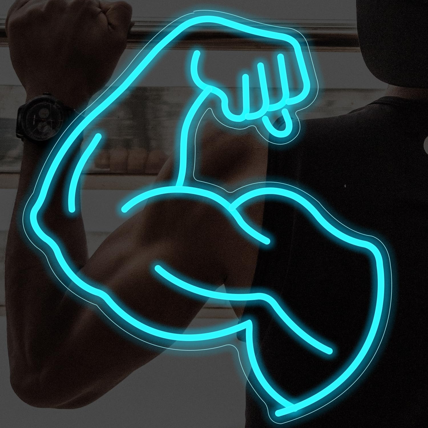 Muscle Arm Neon Sign Blue Glow - Home Gym Neon Sign recensie en prijs