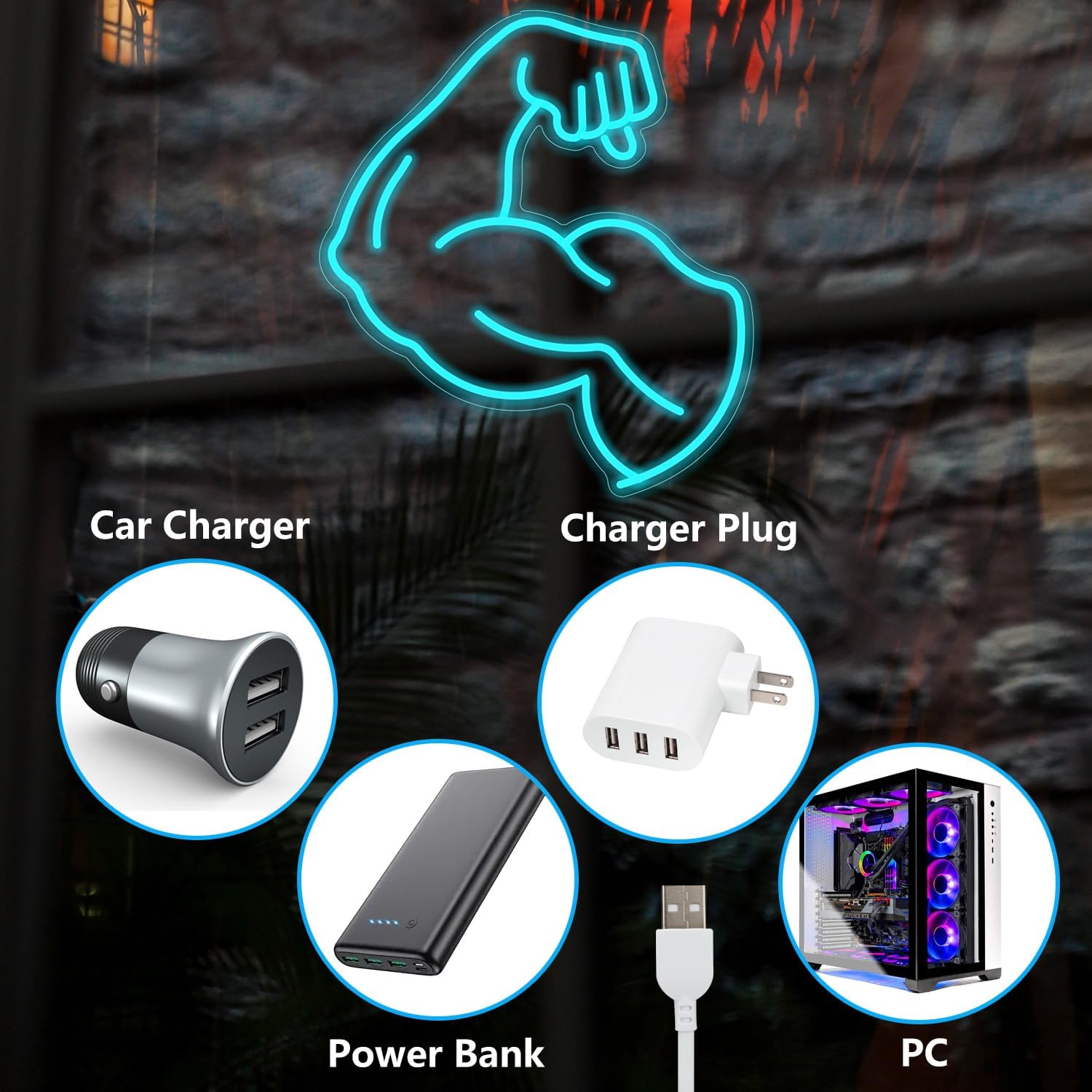 Muscle Arm Neon Sign Blue Glow - Home Gym Neon Sign recensie en prijs