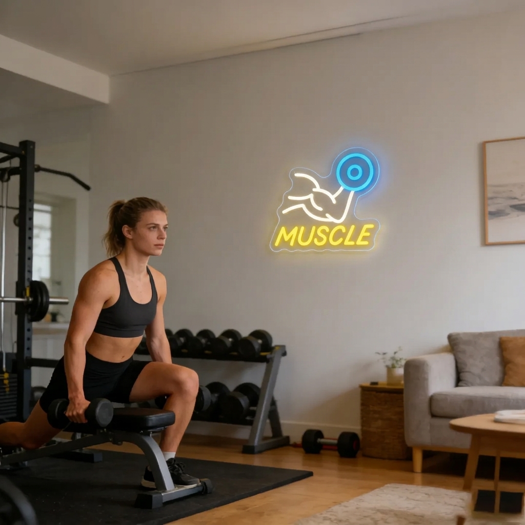 Muscle Neon Sign LED USB Dimba - Home Gym Neon Sign recensie en prijs